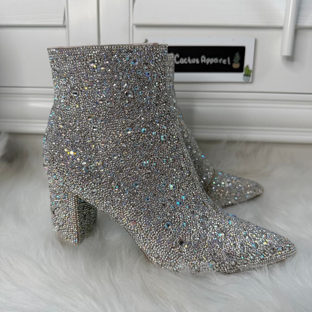 EUC Betsey Johnson Cady Rhinestone Booties Size 7 - Picture 2 of 11